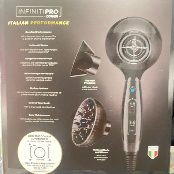 INFINITIPRO BY CONAIR Hair Dryer with Innovative Diffuser, - Picture 2 of 3